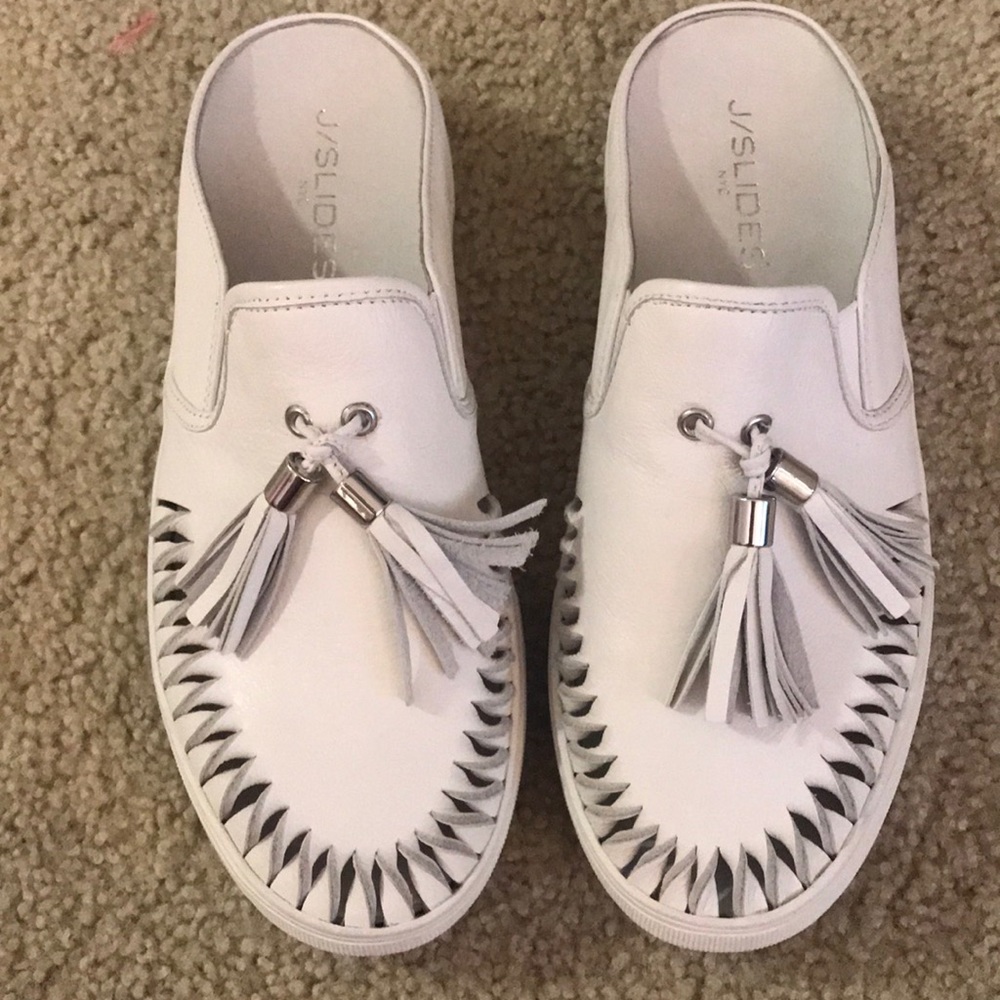 J/slide white leather mule sz 7 1/2